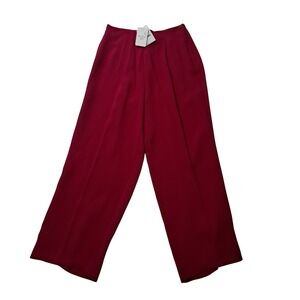 NWT Vintage Talbots Pants Women's 8 Red Washed Pure Silk Wide Leg Work Career